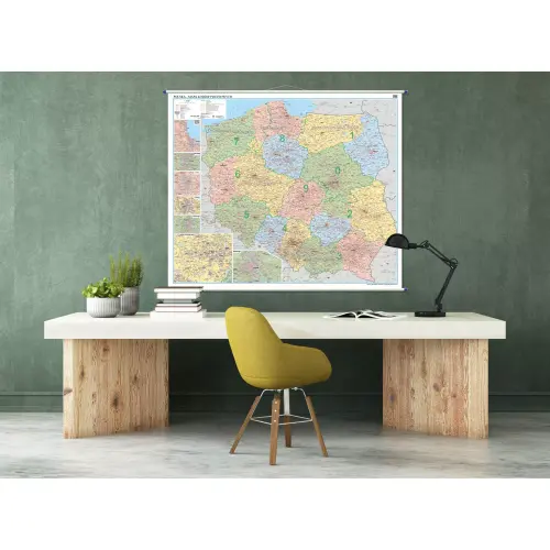 Aranż - Polska mapa ścienna kody pocztowe, 1:700 000, 120x100 cm, ArtGlob