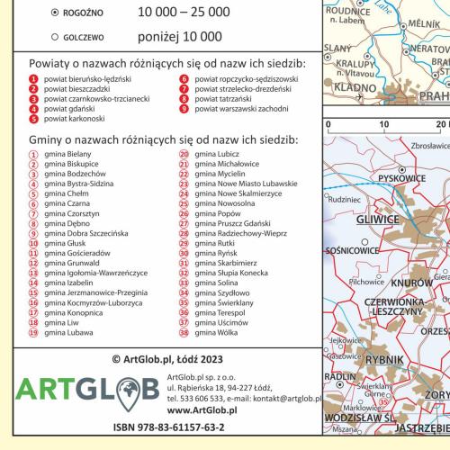 Polska mapa ścienna administracyjna 1:1 000 000, 100x70cm, ArtGlob