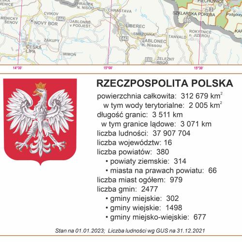 Polska mapa ścienna administracyjna 1:500 000, 145x140 cml, Artglob