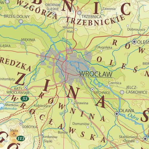 Polska mapa ścienna fizyczna 1:500 000, 145x140 cm, ArtGlob