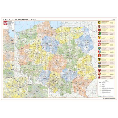 Polska mapa ścienna administracyjna 1:700 000, 140x100 cm,  ArtGlob
