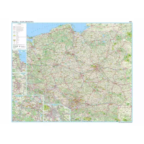 Polska mapa ścienna drogowa 1:700 000, 117x100 cm, ArtGlob