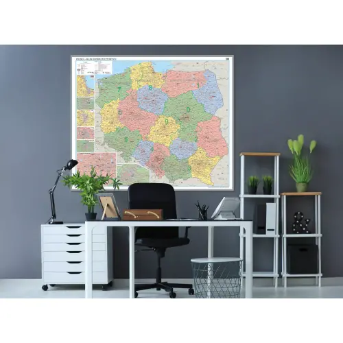 Aranż - Polska mapa ścienna z kodami pocztowymi 1:500 000, 168x140 cm, ArtGlob