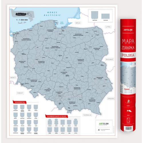 Polska - mapa zdrapka, 1:1 500 000 ArtGlob