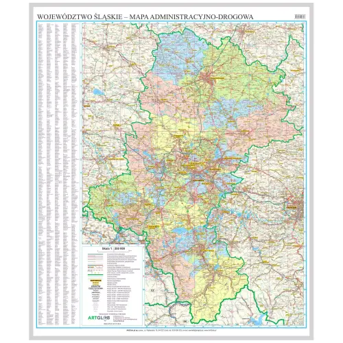 Województwo śląskie mapa ścienna 1:200 000, 91x110 cm, ArtGlob