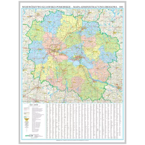 Województwo kujawsko-pomorskie mapa ścienna 1:200 000, 96x133 cm, ArtGlob