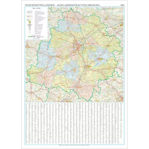 Województwo łódzkie mapa ścienna 1:200 000, 99x141 cm, ArtGlob