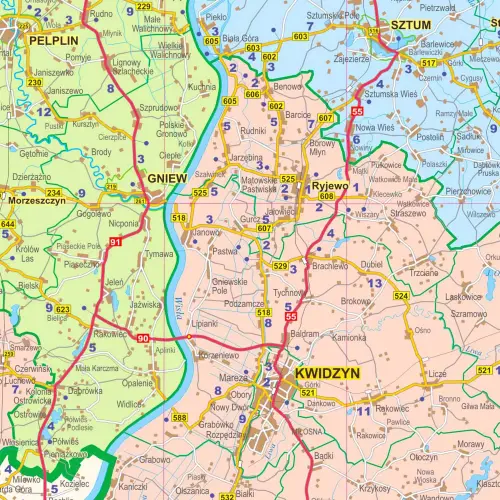 Województwo pomorskie mapa ścienna 1:200 000, 107x121 cm, ArtGlob