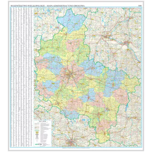 Województwo wielkopolskie mapa ścienna 1:200 000, 133x160 cm, ArtGlob