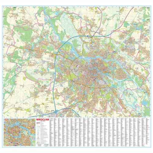 Wrocław. Mapa drogowa 1:18 500, 150x145 cm, ArtGlob