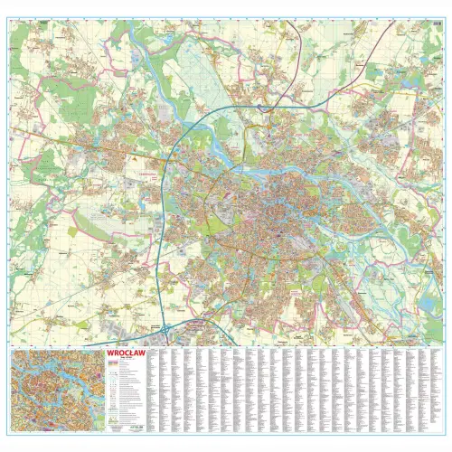 Wrocław mapa ścienna 1:20 000, 139x134 cm, ArtGlob