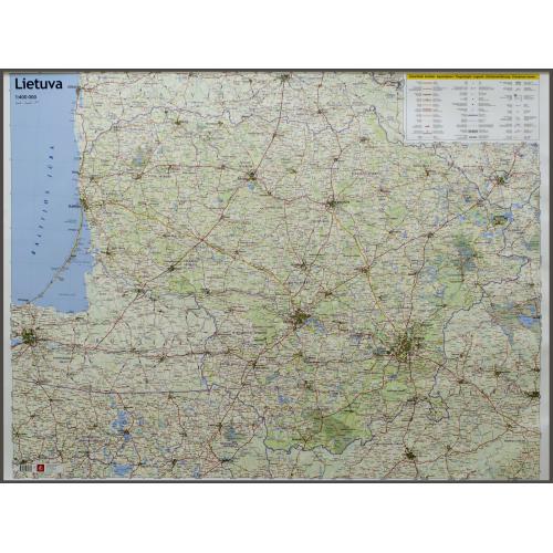 Litwa. Mapa drogowa 1:400 000, 111x86 cm, Jana Seta