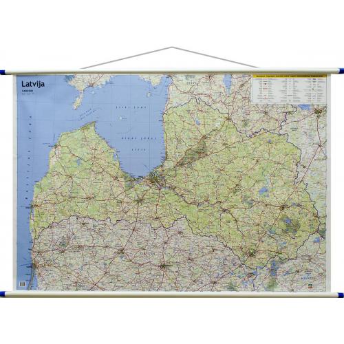 Łotwa. Mapa drogowa 1:400 000, 123x87 cm, Jana Seta