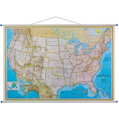 USA Classic. Mapa ścienna polityczna 1:2 815 000, 176x122 cm, National Geographic