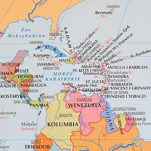 Świat mapa ścienna polityczna konturowa dwustronna 1:19 000 000, 200x140 cm
