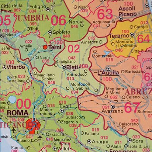 Włochy mapa ścienna kody pocztowe 1:900 000, 97x137 cm, Stiefel