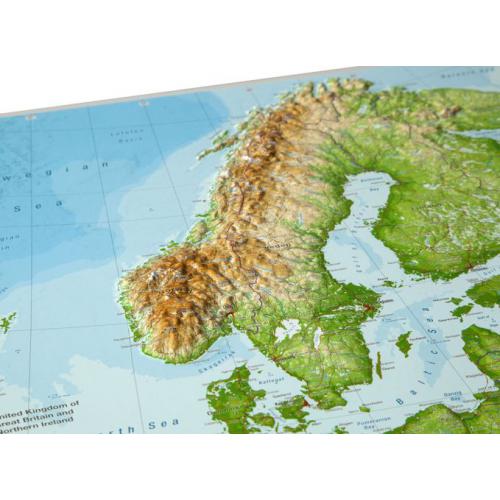 Europa mapa ścienna plastyczna, 3D 1:8 000 000, 77x57 cm, GeoRelief