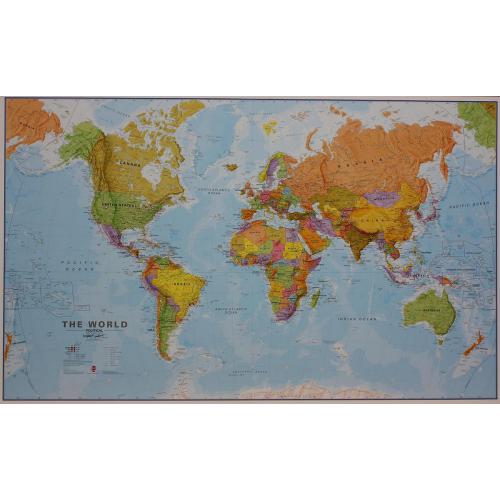 Świat mapa ścienna polityczna 1:20 mln, 204x126 cm