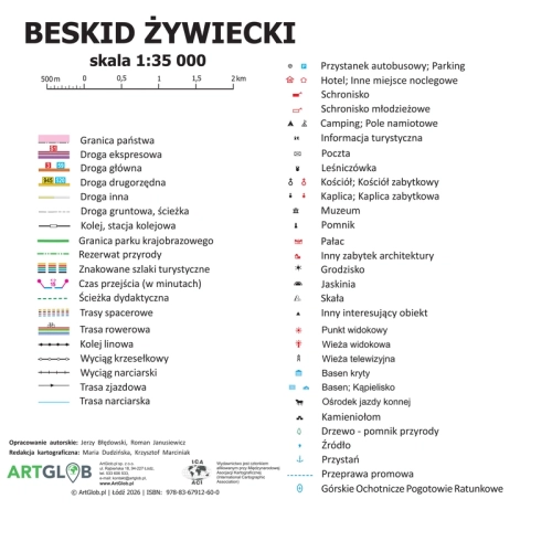 Beskid Żywiecki. Mapa ścienna 1:35 000 - naklejka, 145x110 cm, SwiatMap.pl