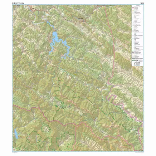 Bieszczady mapa ścienna 1:35 000, 143x163 cm, ArtGlob