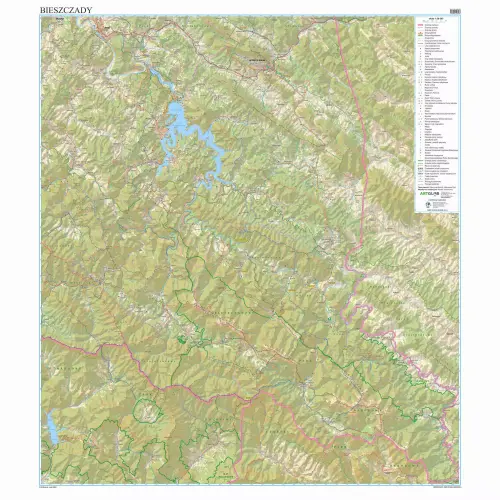Bieszczady mapa ścienna 1:50 000, 100x110 cm, ArtGlob