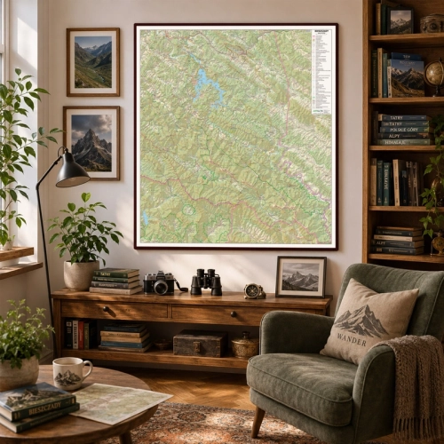 /AI/ Aranż - Bieszczady. Mapa ścienna 1:50 000, 100x114,5 cm, SwiatMap.pl