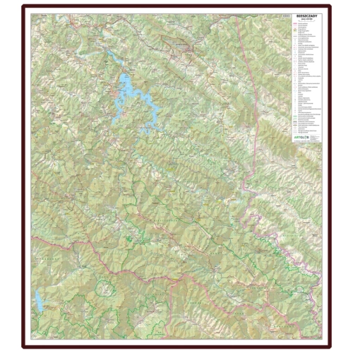 Bieszczady. Mapa ścienna 1:50 000, 100x114,5 cm, SwiatMap.pl