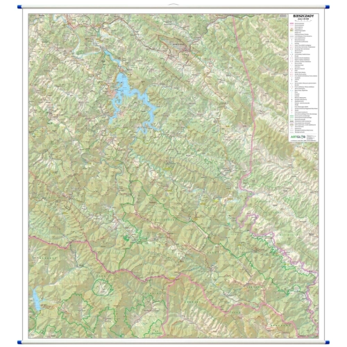 Bieszczady. Mapa ścienna 1:50 000, 100x114,5 cm, SwiatMap.pl