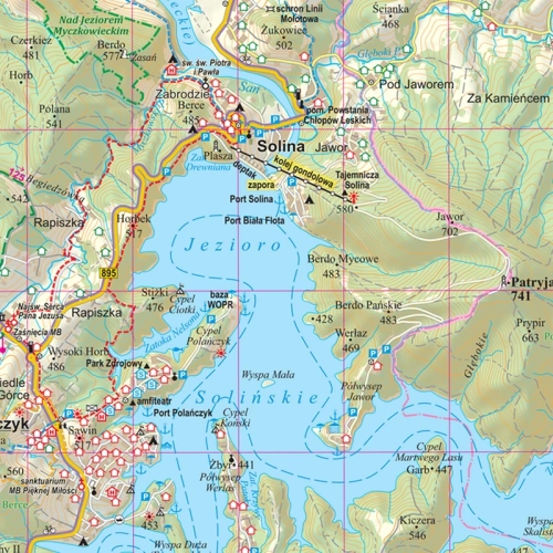 Bieszczady. Mapa ścienna 1:50 000, 100x114,5 cm, SwiatMap.pl