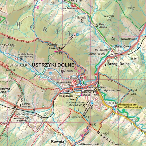 Bieszczady. Mapa ścienna 1:50 000, 100x114,5 cm, SwiatMap.pl