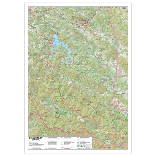 Bieszczady. Mapa ścienna 1:75 000, 50x70 cm, SwiatMap.pl