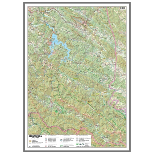 Bieszczady. Mapa ścienna 1:75 000, 50x70 cm, SwiatMap.pl