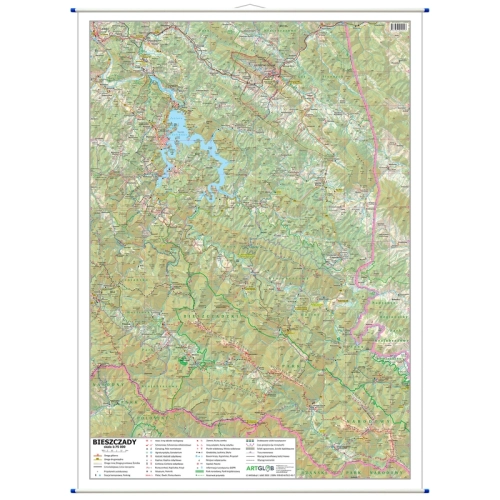Bieszczady. Mapa ścienna 1:75 000, 50x70 cm, SwiatMap.pl