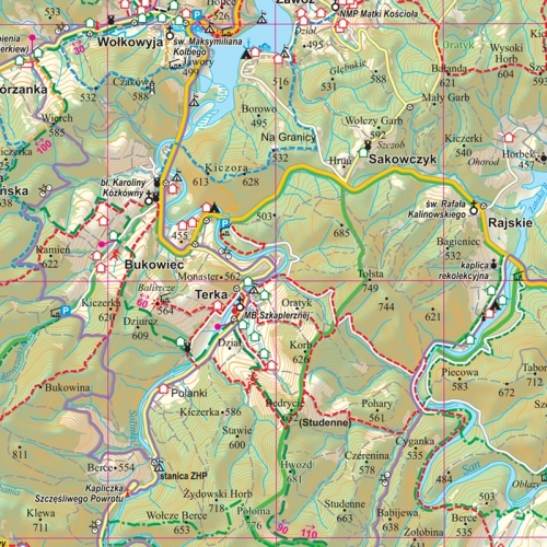 Bieszczady. Mapa ścienna 1:75 000, 50x70 cm, SwiatMap.pl