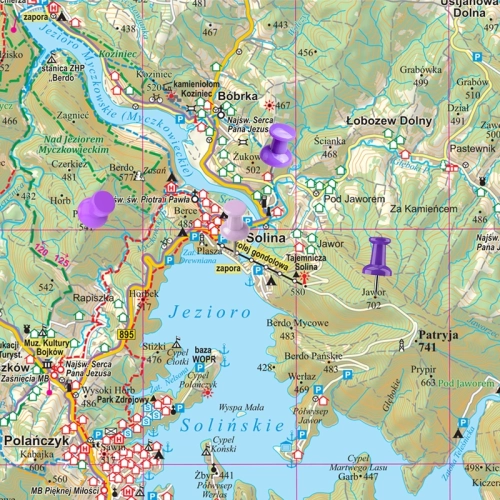 Bieszczady. Mapa ścienna 1:75 000, 50x70 cm, SwiatMap.pl