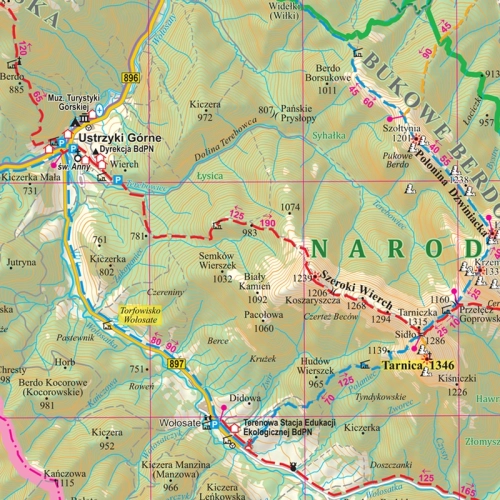 Bieszczady. Mapa ścienna 1:75 000, 50x70 cm, SwiatMap.pl