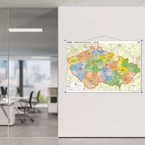 Aranż - Czechy. Mapa ścienna administracyjna w języku czeskim 1:360 000, 140x100 cm, ArtGlob