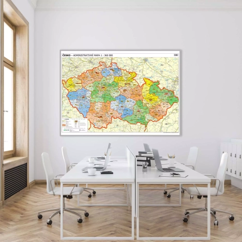 Aranż - Czechy. Mapa ścienna administracyjna w języku czeskim 1:360 000, 140x100 cm, ArtGlob