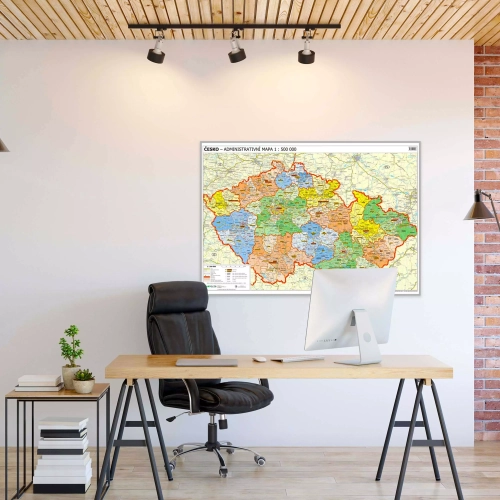 Aranż - Czechy. Mapa ścienna administracyjna w języku czeskim 1:500 000, 100x70 cm, ArtGlob