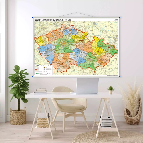 Aranż - Czechy. Mapa ścienna administracyjna w języku czeskim 1:500 000, 100x70 cm, ArtGlob