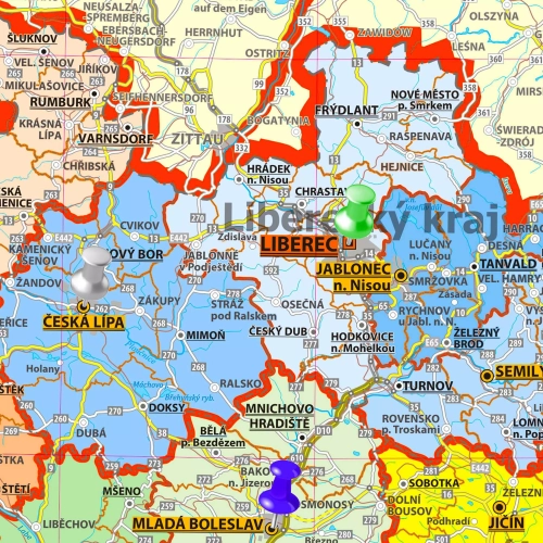 Czechy. Mapa ścienna administracyjna w języku czeskim 1:500 000, 100x70 cm, ArtGlob