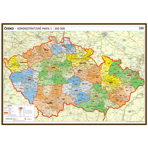 Czechy. Mapa ścienna administracyjna w języku czeskim 1:500 000, 100x70 cm, ArtGlob