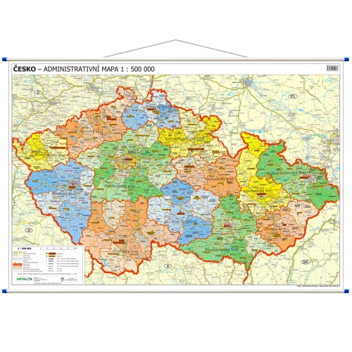 Czechy. Mapa ścienna administracyjna w języku czeskim 1:500 000, 100x70 cm, ArtGlob