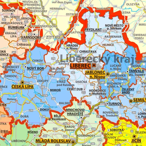 Czechy. Mapa ścienna administracyjna w języku czeskim 1:500 000, 100x70 cm, ArtGlob