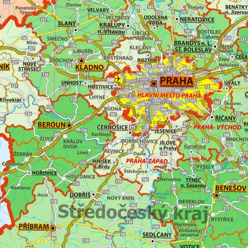 Czechy. Mapa ścienna administracyjna w języku czeskim 1:500 000, 100x70 cm, ArtGlob