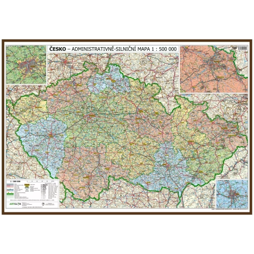 Czechy. Mapa ścienna administracyjno-drogowa 1:500 000, 100x70 cm, ArtGlob