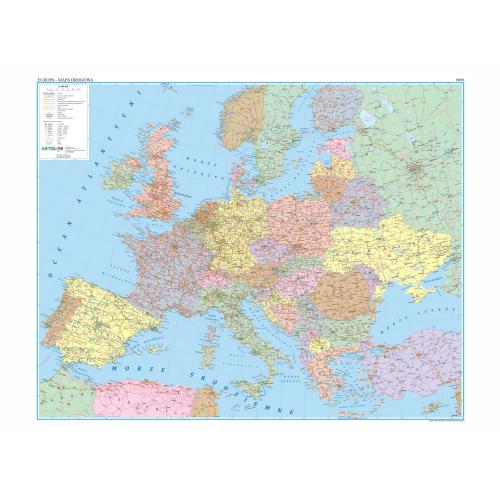 Europa. Mapa ścienna drogowa, 1:2 400 000, 180x143 cm, ArtGlob
