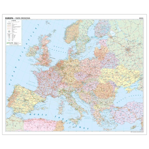 Europa. Mapa ścienna drogowa, 1:3 600 000, 120x100 cm, SwiatMap.pl