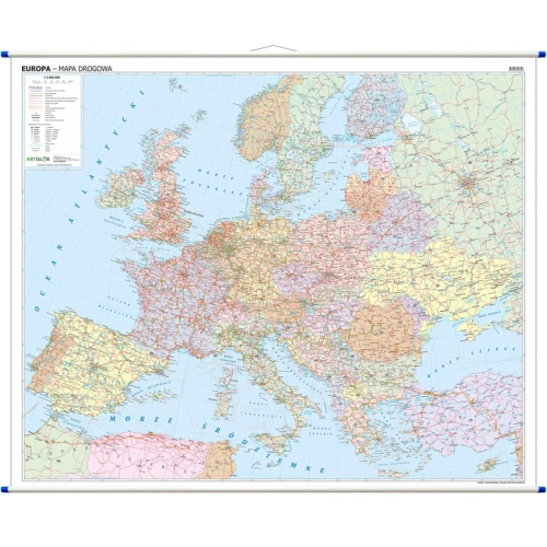 Europa. Mapa ścienna drogowa, 1:3 600 000, 120x100 cm, SwiatMap.pl