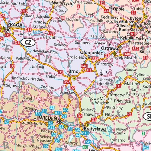 Europa. Mapa ścienna drogowa, 1:3 600 000, 120x100 cm, SwiatMap.pl